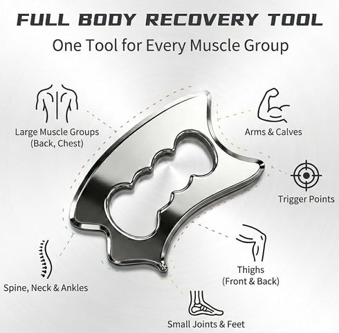 MINZHOUYA QKIIP Muscle Scraper Tool for Back & Legs, Enlarged Myofascial Massage Release Tool, Stainless Steel Scraping