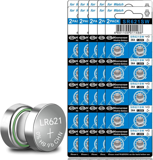100 Packs SR621SW 364 AG1 Watch Battery Compatible with 364A LR621 1.55v Alkaline Button Cell Batteries