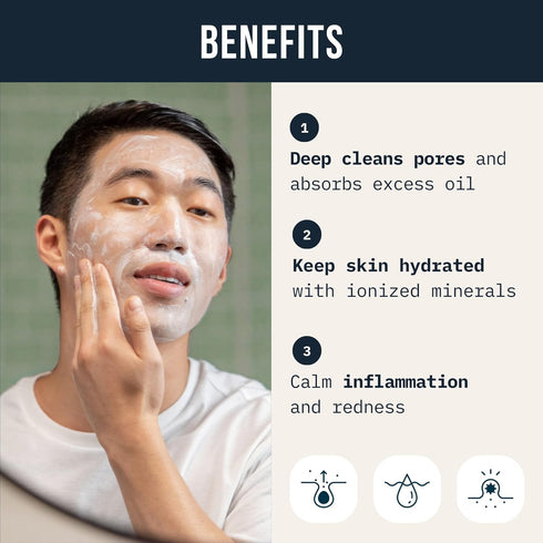 Cardon Men's Deep Pore Cleaning Clay Face Wash, 4x Better Than Charcoal for Oily, Acne-Prone Skin