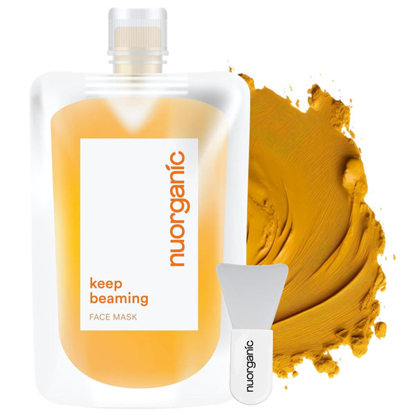 nuorganic Turmeric Face Mask - Soothing, Acne Clearing, Exfoliating, Pore Refining - Airtight Squeezy Tube, 12 Months