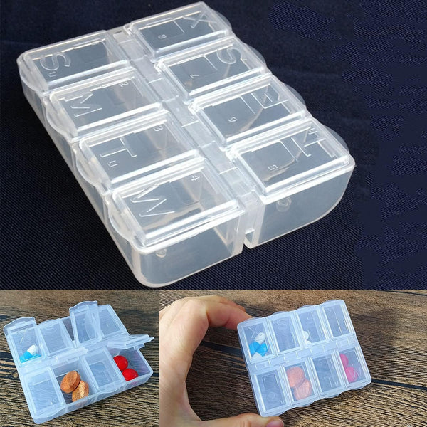 OwlkOrmy Clear Weekly Pill Case Pill Storage Box Transparent Travel Pill Organizer Food