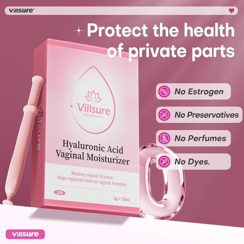 Villsure Hyaluronic Acid Vaginal Moisturizer for Women pH Balance Support Vaginal Care Gel Helps Relieve Dryness