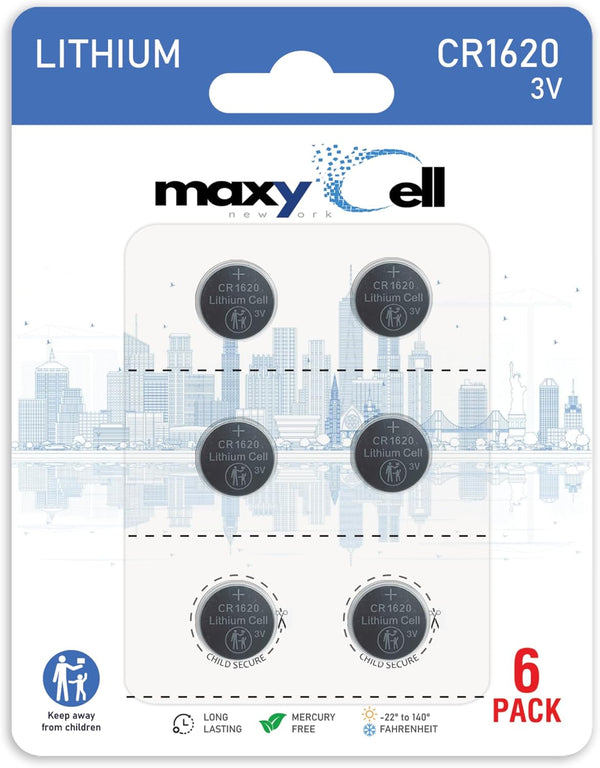 MaxyCell CR1620 Lithium Coin Cell Battery 3V High-Capacity Long-Lasting Reliable Power for Watches,