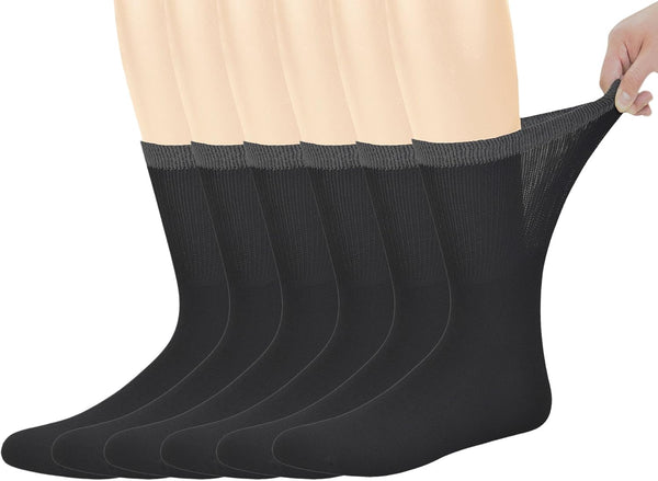 Yomandamor Best Mens Mid-Calf Diabetic Socks, 6 Pairs, L Size (Socks Size: 10-13)