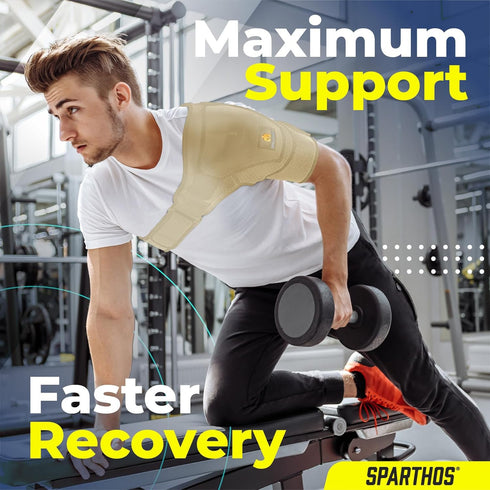 Sparthos Shoulder Brace, Support and Compression Sleeve for Torn Rotator Cuff, Arm Immobilizer Wrap