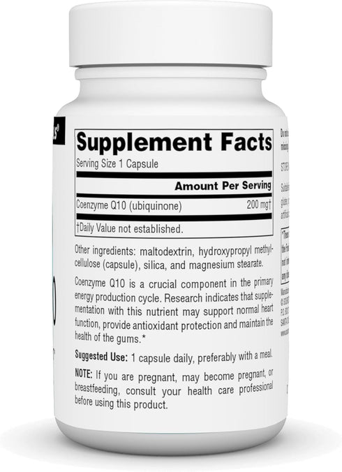 Source Naturals Coenzyme Q10, Antioxidant Support* for Energy Production, Heart Function Support, Antioxidant Protection and Healthy Gums, 200 mg - 30 Vegetarian Capsules