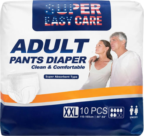 SUPER EASY CARE Super Easy Adult Diapers XXL (10 Count) | High Absorbency Leakproof Incontinence