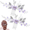 PAGOW 2PCS Leaf Hair Combs, Purple Rhinestone Hair Clips for Women, Girls, Bride, Bridesmaid