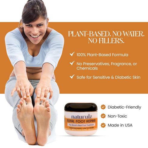 Naturulz Total Foot Repair 4oz, No Junk Foot Cream for Dry Skin & Cracked Heels, Lightweight Moisturizer