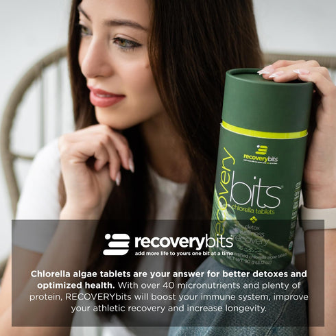 RECOVERYbits Organic Chlorella Algae Tablets, Pure Green Algae Superfood, Immune Boosting, Non-GMO, 60 Tablets