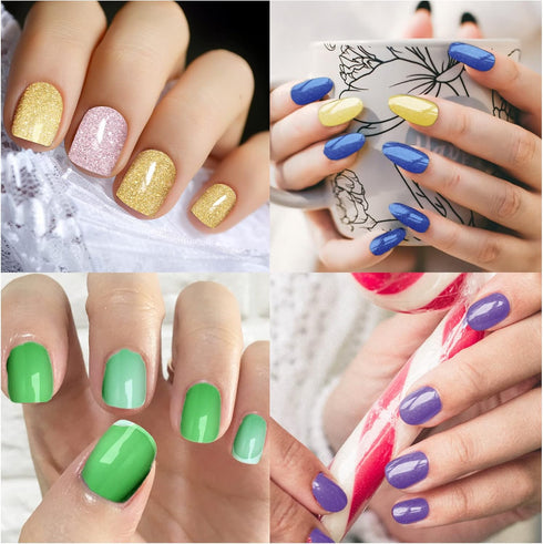 Maitys 336 Pieces Self Adhesive Gel Nail Decal Manicure Kits with File, 24 Sheets Nail Stickers for Women Girls (Bright