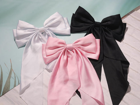 SUSULU 6pcs Large Hair Bows, Vintage Hair Barrette Clips for Women and Girls (Black/White/Pink)