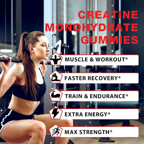 5000mg Creatine for Women: Creatine Monohydrate Gummies Complex, Pre-Workout Gummies + Taurine & Vitamin B12