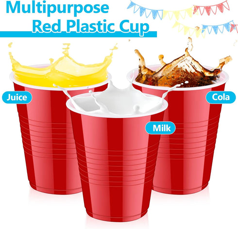 PLMMOUT 240 Pack Cups,12 oz Red Plastic Shot Cups, Disposable Party Cup, Red Plastic Drinking Cup for Wedding Picnics