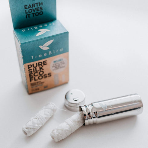 Biodegradable Dental Floss | 2x33yd Waxed Natural Cruelty Free Peace Silk Spools, Eco Friendly Oral Care