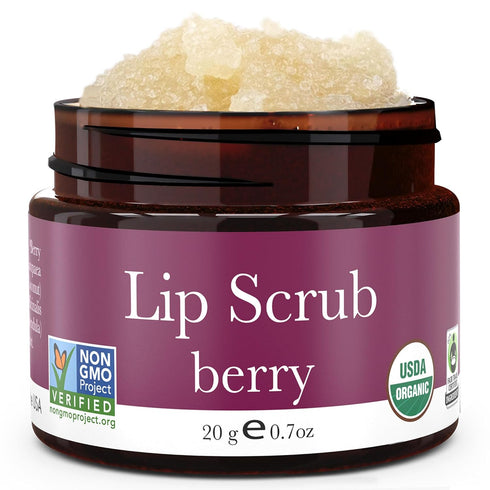 USDA Organic Lip Scrub Berry - Natural Ingredients, Moisturizing Exfoliator for Dry Lips, Small Beauty Gifts