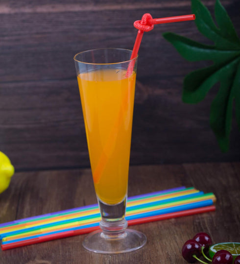 100 Pcs Colorful Flexible Plastic Bendy Straws, Disposable, 10.2" Long, 0.23'' Diameter, BPA-Free