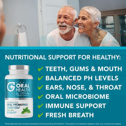 Oral Probiotics for Bad Breath Treatment, Dentist Formulated with BLIS K12 M18, 60 Chewable Tablets
