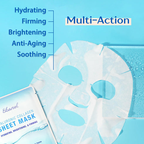 Ebanel 10 Pack Collagen Face Mask - Instant Brightening & Hydrating Sheet Mask with Aloe Vera, Anti Aging