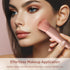 Pink Travel Makeup Brush Set with Mirror, 5 Pcs Mini Complete Cosmetic Brushes Kit (4.2 inch * 3.0 inch)