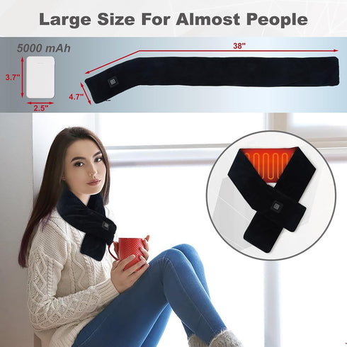 QOTOLY 3 5000mAh Cordless Heated Scarf, Neck Heating Pad for Pain Relief, Rechargeable Neck Warmer with Heat Levels