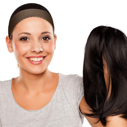 WILLBOND 2 Pieces Adjustable Silicone Wig Grip Band, Non-Slip Headband for Men Women Sports Yoga, Black