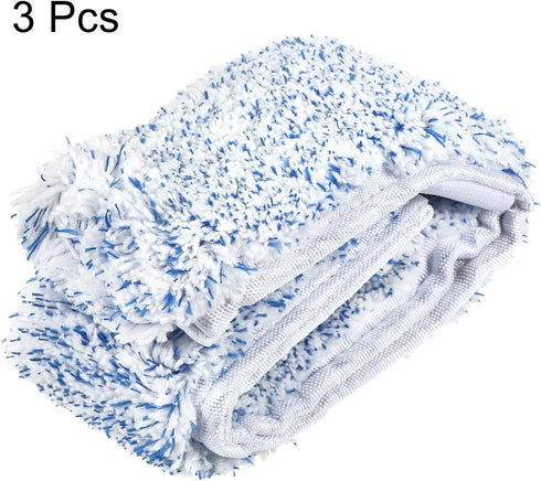 MECCANIXITY Microfiber Scrubber Replacement Head for Window, Glass, Marble Wall, Pack of 3 (Blue)