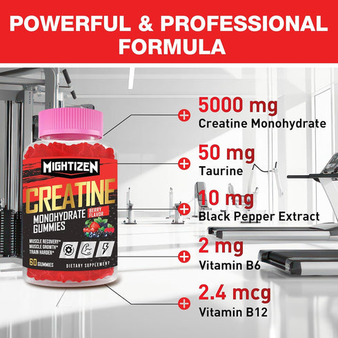 5000mg Creatine for Women: Creatine Monohydrate Gummies Complex, Pre-Workout Gummies + Taurine & Vitamin B12