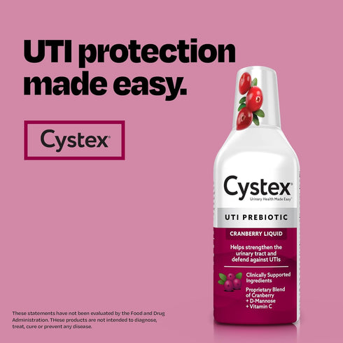 Cystex Urinary Tract Infection Support, Cranberry Prebiotic Supplement for UTI Protection & Health, 7.6 oz (2 Pack)