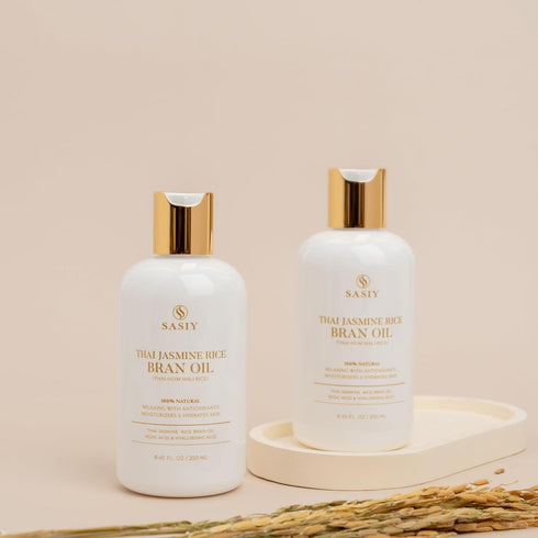 SASIY 8.45 oz 250 ml Thai Jasmine Rice Bran Massage Oil Natural Lightweight Body Oil with Kojic & Hyaluronic Acid