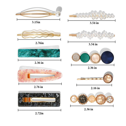 Mehayi 20 PCS Macaron Pearl Acrylic Resin Fashion Hair Clips Set, Cute Hair Barrettes Bobby Pins, Boho Fancy Hairpin