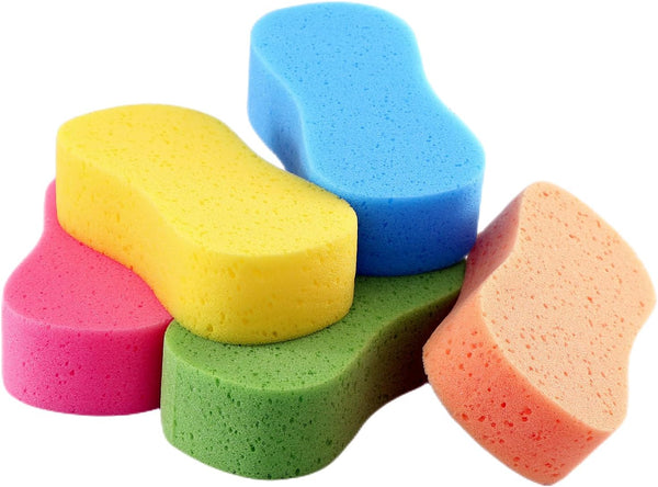 Car Wash Sponges, 5 Pack Extra Thick Large Colorful Cleaning Sponges, Multi-Purpose for Bathroom, Kitchen, Bike, Boat