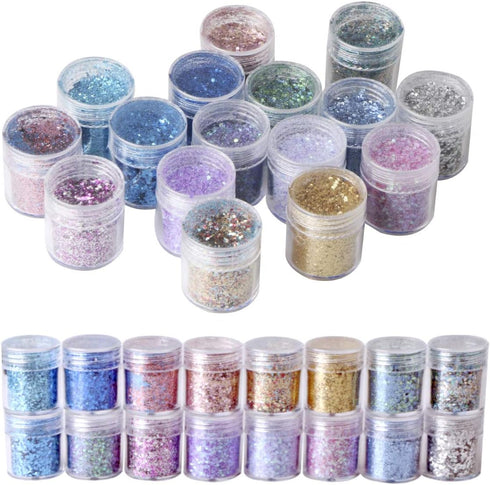 Unime Body Glitter, 16 Colors Chunky Glitter for Body, Face, Hair, Make Up, Nail Art
