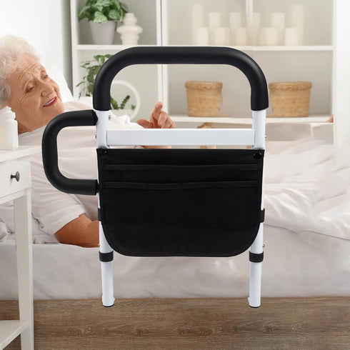 Klvied Bed Rails for Elderly Adults Safety, Adjustable Bed Side Rails with Side Handle, Bed Cane with Storage Bag, Fit