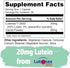 Yuve Lutein Zeaxanthin Supplement, Lutein 20mg, Vitamin Eye Health, for Dry Eyes, Fatigue, Lutemax2020, Eye Supplements - 30 Vegan Caps