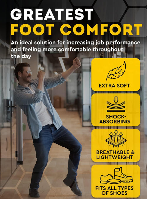 2 Packs Work Comfort Orthotic Insoles - Cushioned Shoe Inserts for Men and Women, Anti-Fatigue, Foot Pain Relief (XXL-2