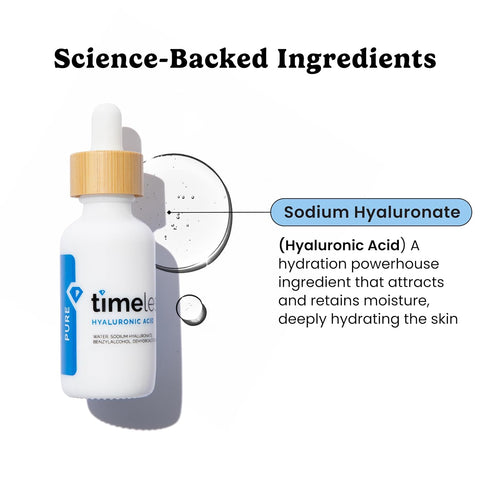 Timeless Skin Care Hyaluronic Acid 100% Pure Serum - Hydrating Fragrance-Free Face Serum for Skin Care - 1 oz