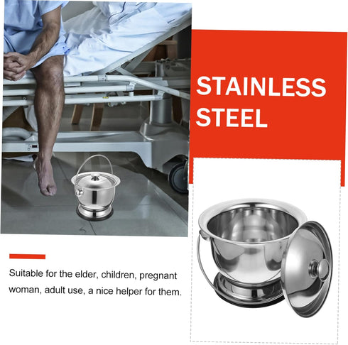 Stainless Steel Urine Bucket Male Urine Bottle Bed Pan Handheld Potty Car Urinals for Men Urinals for Women Portable
