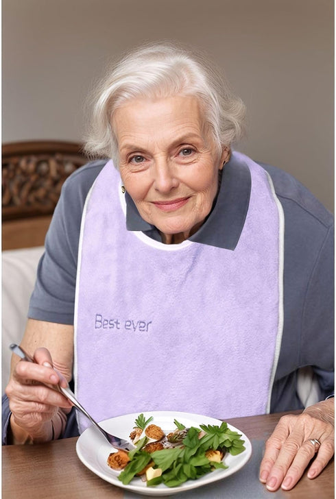 Ultra-Soft Premium Adult BibsSuper Absorbent, Durable Microfiber Food Bibs Clothing Protector for Elderly
