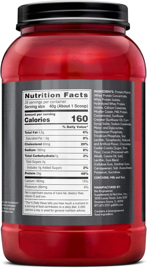 BSN SYNTHA-6 Edge Protein Powder - Hydrolyzed Whey, Low Sugar, 24g Protein, Cookies N Cream, 28 Servings