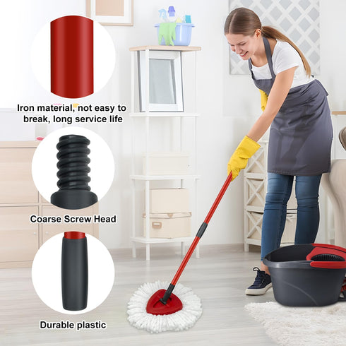 Mop Handle and Mop Base Replacements, 2 Microfiber Mop Head Refills for O Ceda EasyWring 1-Tank Spin Mop System