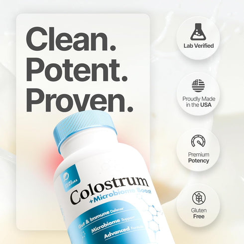 Prime Powders 1B 120 Colostrum Capsules | Grass-Fed Bovine Colostrum with Akkermansia Probiotic AFU | Microbiome & Gut