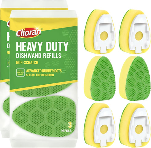 Dishwand Refills Scrub Dots Sponge Heads, Non-Scratch Replacement Head for Heavy Duty Dishwashing Pads
