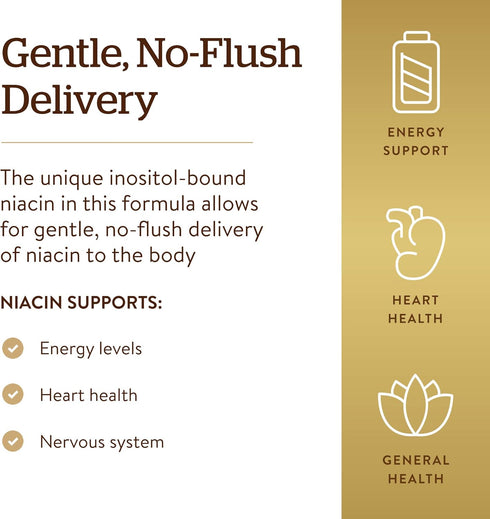 Solgar No-Flush Niacin 500 mg - 250 Vegetable Capsules - Cardiovascular Support - Vegan, Gluten Free