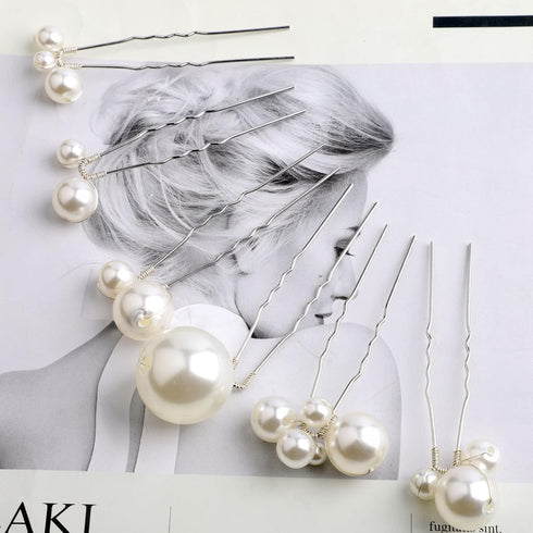 Wedding Pearl Hair Pins (12 PCS), U Shaped Hair Accessories for Bridal Women in Silver