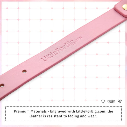 Set Littleforbig Leather Adjustable Strap Gen II Pacifier & Gag Pink