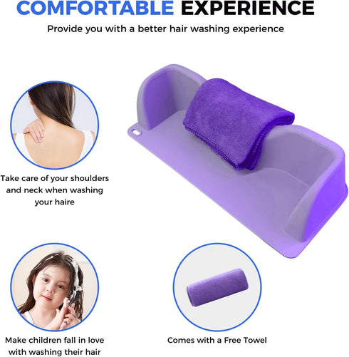 Owiooll Portable Hair Wash Basin for Kids and Teens,Tear-Free Shampoo Bowl with Neck Support for Sink