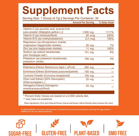 Immune Immunity B12 GOBIOTIX Vitamin C - Defense Support Supplement - Powder Wellness Booster - Vegan Superfood