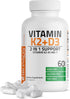 Bronson Vitamin K2 (MK7) with D3 | 60 Capsules - Non-GMO Formula | 5000 IU Vitamin D3 & 90 mcg Vitamin K2 MK-7