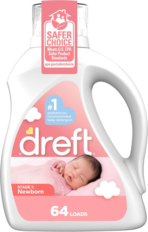 Dreft Stage 1: Newborn Hypoallergenic Liquid Baby Laundry Detergent, 92 Oz, 64 Loads